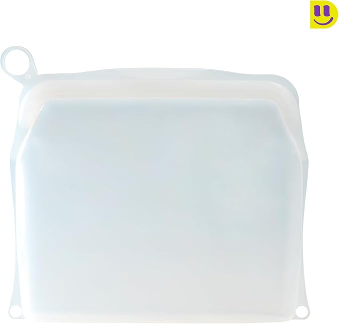 Reusable Silicone Half Gallon Bag (Medium 28oz+) – Extra Thick Freezer Storage Bag for Marinating, Sous Vide & Bulk Food – Airtight Stand-Up Platinum Silicone Container – Oven & Microwave Safe