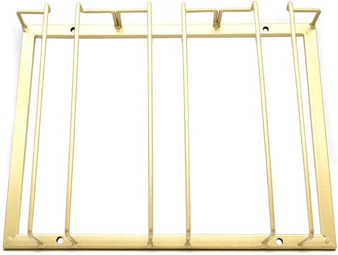 Hoshen Goblet Wine Glass Rack, 11.8 inches Under Cabinet Wine Wine Glass Rack, Glass Storage Rack, Bar Hanging Wine Wine Glass Rack, (3 Rows) Gold