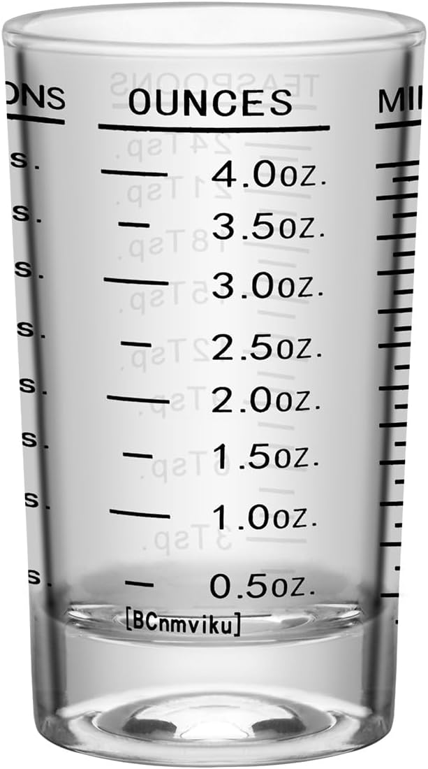 1Pc Shot Glass Measuring Cup, 4 Ounce Heavy Base Jigger, Espresso Shot Glasses, Liquid Cup, Round Shot Glasses, Small Cups for Vodka, Whiskey, Tequila, Espresso, Liquor (1, Black)