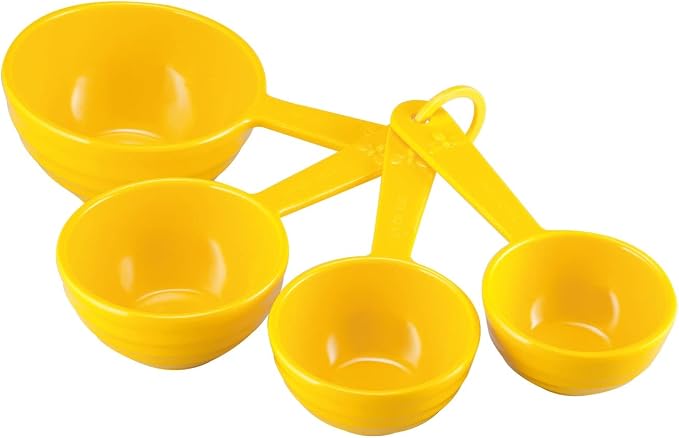 UP 4-Piece Beehive Melamine Measuring Cups Set, Professional Nesting Baking and Cooking Tools for Liquid and Dry Ingredients, Yellow