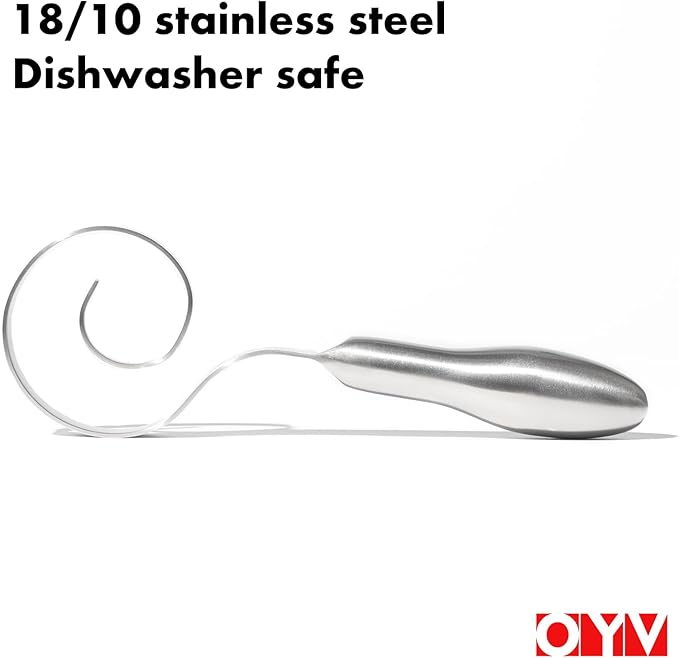 OYV Seamless Dough Whisk, 18/10 Stainless Steel Danish Dough Wisk, 9" Bread Whisk for Sourdough, Cookies, Pizza, Pastry, Dishwasher Safe Dough Hook
