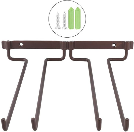Hanging Metal Wine Cup Rack, Bar Double Stemware Glass Bottle Goblet Inverted Holder, Glass Holder Under Cabinet Kitchen Organization, Glass Holder Storage for Bar Home Kitchen Decor
