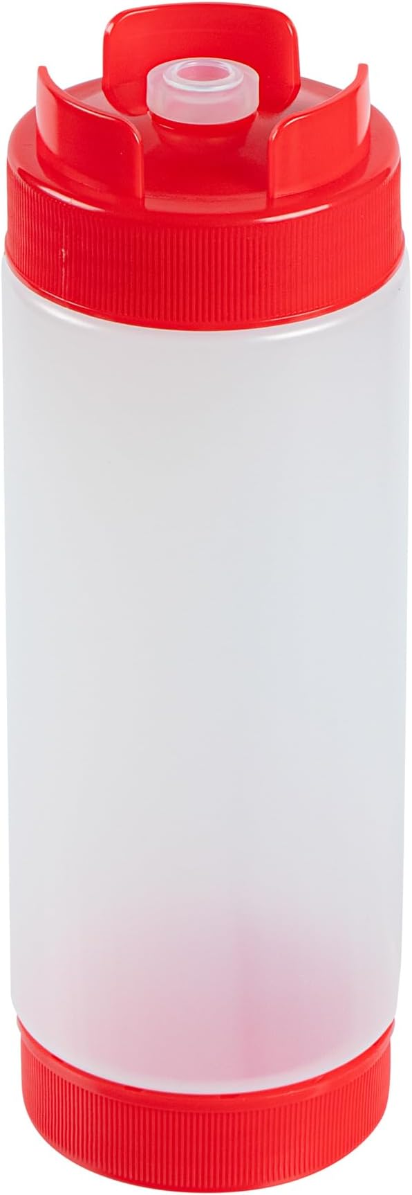 Restaurantware Plastic Squeeze Bottle 20 oz Refillable Condiment Bottle Large Valve Dishwashable Red Inverted Sauce Dispenser For Thick Condiments, Dressings, Batter, Sour Cream, And Syrups
