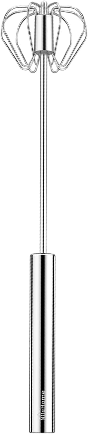 NileHome Stainless Steel Whisk 10" Semi-Automatic Rotary Kitchen Whisk Kitchen Wisk Wire Whisks for Cooking, Whisking, Blending, Beating, Stirring
