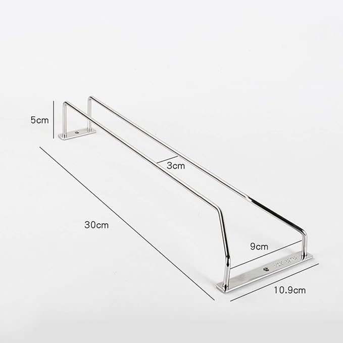 V3VOGUE Wine Glass Rack 11/20/24inch Under Cabinet Wine Glass Holder, Stainless Steel Hanging Stemware Holder, Stemware Storage Drying Rack with Screws, Wall Mounted Hanging Rack Shelf