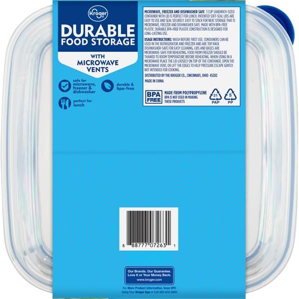 Food Storage Containers with Lids – 2 Pack Durable Reusable Plastic Meal Prep Containers, Microwave Freezer & Dishwasher Safe Kitchen Storage with Steam Vent Lids