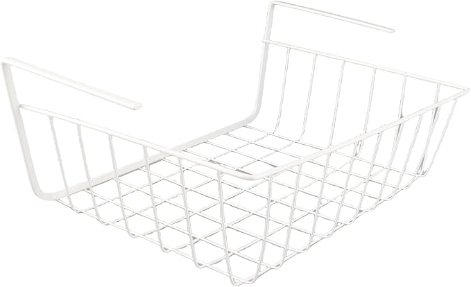 Under Shelf Basket, Metal Under Shelf Storage Hanging Wire Basket Shelves Desk Bookshelf Pantry Organizers for Kitchen Office Laundry Room Space Saving Multipurpose (M) (M)