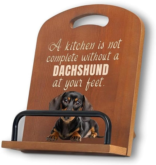 INNObeta Cookbook Stand for Kitchen Counter, Adjustable Tablet Recipe Book Holder, Perfect Gifts for Women, Mom, Grandma on Birthday, Unique Kitchen Decor, Dachshund