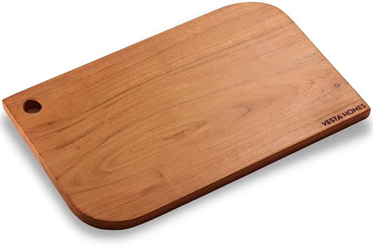 Vesta Homes Single Block Wooden Cutting/Chopping/Serving Board for Vegetables, Cheese, Charcuterie | Acacia Wood | 13 * 8.5 Inch | Handcrafted in India
