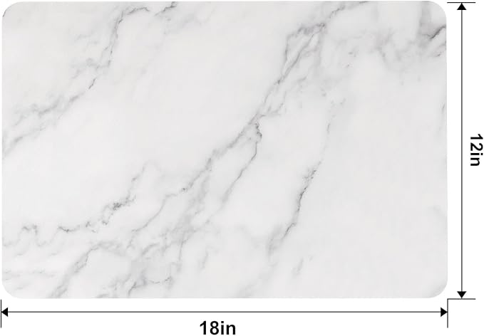 QiyI Placemats Set of 6, 12x18 Inch Faux Leather Place Mats for Kitchen Dinning, Heat Resistant Anti Slip Table Mats, Waterproof Wipeable Washable Placemat Party Table Décor, White Marble