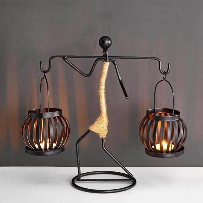 Candle Holder Decor for Centerpieces, Tea Light Candle Holder for Home, Bar, Restaurant, Hotel Dinning Table Decor, Handmade Iron Craft (Style D)