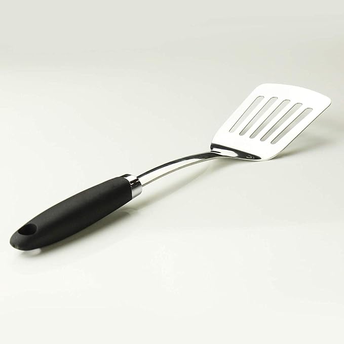 Stainless Steel Spatulas Set, 2 Pack Solid & Slotted Turner Spatulas, Metal Spatula Set for Cast Iron, Griddle, Eggs, Burgers and Pancakes