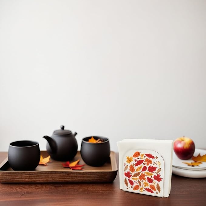 Acrylic Transparent Crystal Decorative Autumn/Fall Maple Theme Tabletop Napkin Holder For Table/Freestanding Tissue Dispenser