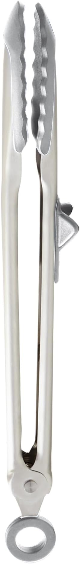 Tovolo Tip Top Tongs, Easy-Grip Kitchen Tongs for Cooking With Silicone Tips, Easy Locking Mechanism, Cooking Utensil With Resting Foot, Heat-Resistant & BPA-Free Silicone Tips, Oyster Gray