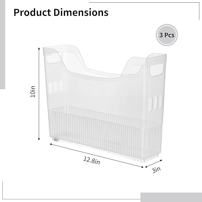 3 Pcs Freezer Drawer Organizer Bins - Clear Plastic Pantry Organizers with Wheels, Tall Narrow Kitchen Organization Rolling Freezer Bins for Bottom Freezer, Storage Containers for Home, Office