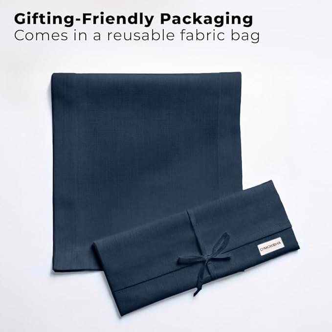 Easy Linen™ by D'Moksha Navy Blue Table Runner 108 Inches Long, Wrinkle Resistant, Machine Washable, 14 x 108 Inch Table Runner for Dresser, Dining- Summer, Father's & Independence Day
