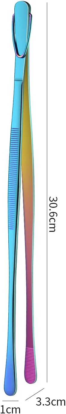 12 Inch Metal Chef Tweezers For Cooking, Rainbow Stainless Steel Cooking Tongs Set Of 2, Colorful Pickle Grabber, Long Pasta Tongs