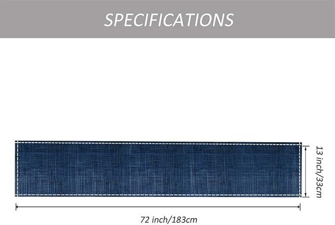 Niviy Dark Blue Table Runner, 12x72 Inch Washable Easy to Clean Farmhouse Navy Blue Table Runners for Holiday Party Kitchen Dining Room Decoration