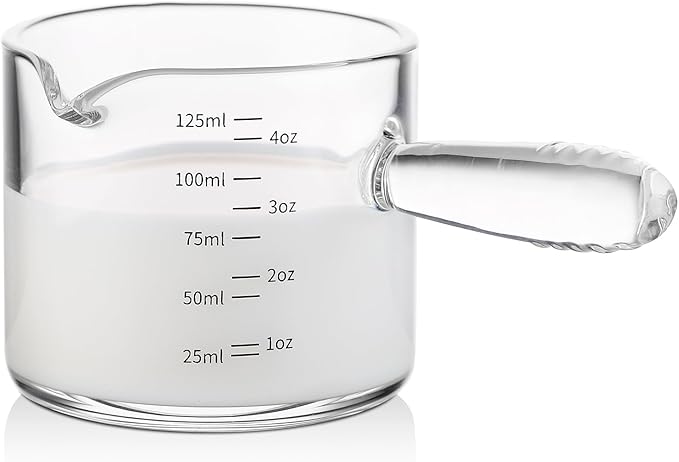 Bincoo Espresso Glass, 150ML Cups with Handle and Dual-Scale, V-Shaped Mouth Measuring Cup, Perfect for Shots and Milk Froth (1)
