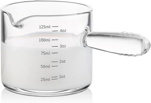 Bincoo Espresso Glass, 150ML Cups with Handle and Dual-Scale, V-Shaped Mouth Measuring Cup, Perfect for Shots and Milk Froth (1)