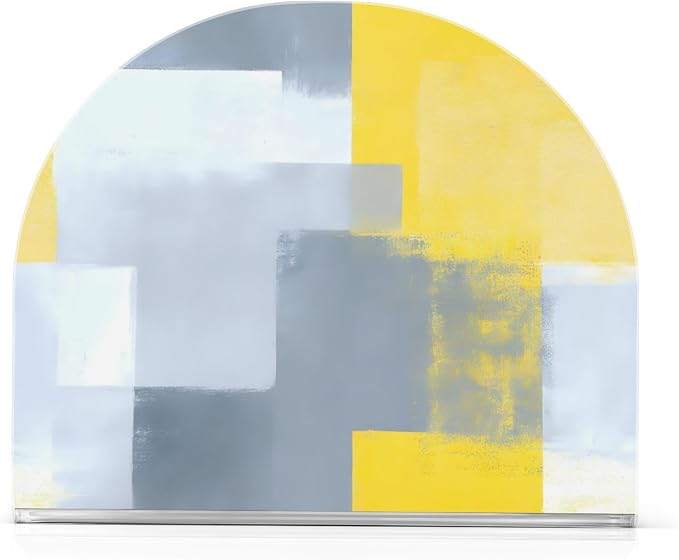 Grey and Yellow Abstract Art Painting Napkin Holder for Tables Paper Cocktail Napkin Holders for Kitchen and Dinning, Acrylic Dinner Napkin Dispenser for Restaurant Home Decor Bar Accessories 1 Pack