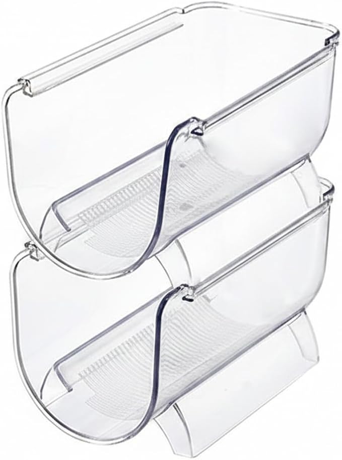 Clear Stackable Cup Organizer Bin, Vertical Storage Container for Kitchen Cabinets & Pantry, Durable PP Plastic