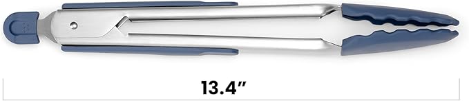 Misen Kitchen Tongs - Dishwasher Safe, Heavy Duty - Precision Silicone-Tipped Grilling Tool - Heat Resistant, Nonstick Safe - Perfect for Serving and Air Frying- 13 Inch | Black