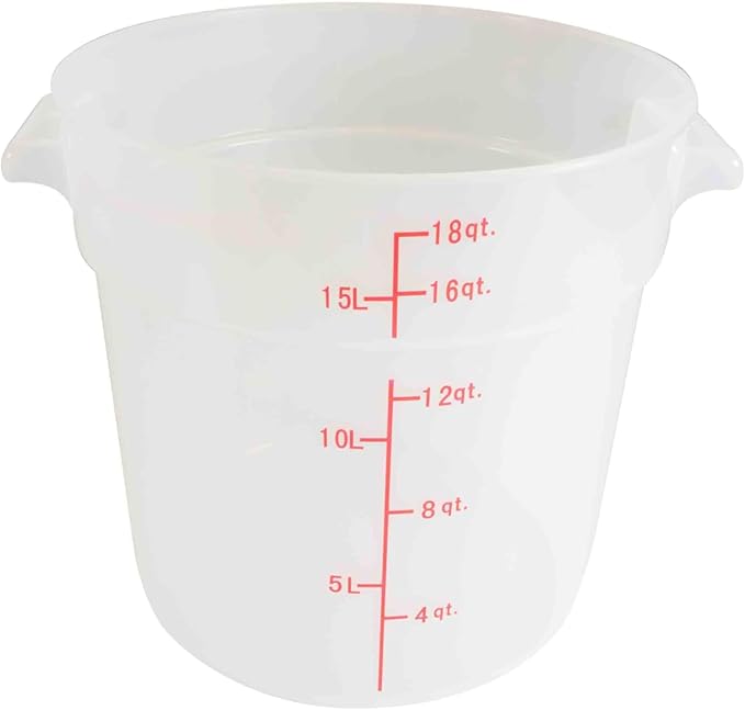 TrueCraftware- 18 Qt. Round Food Storage Container Translucent Polypropylene- Commercial Food Storage Containers Meal Prep Containers Reusable Food Containers for Pantry Kitchen Storage Organization