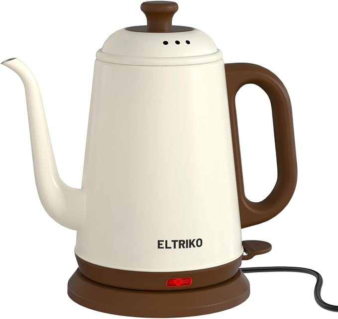 Gooseneck Electric Kettle, 1L Water Boiler, Pour Over Coffee & Tea, 1000W Fast Heating, Stainless Steel, Auto Shut-Off & Boil-Dry Protection, BPA-Free (White)