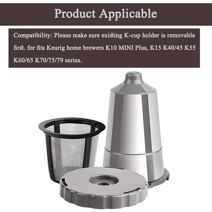 for Keurig My K-Cup Reusable Coffee Filter, Brew Coffee or Tea, Fits K10 K15 K40/45 K55 K60/65 K70/75/79 Series with Sustainable Coffee Accessories, Gray 3 Pack
