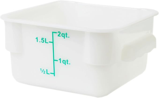 TrueCraftware- 2 Quart White Square Food Storage Container Polypropylene- Commercial Reusable Food Container Canister with Measurement Markings for Meal Prep Pantry Kitchen