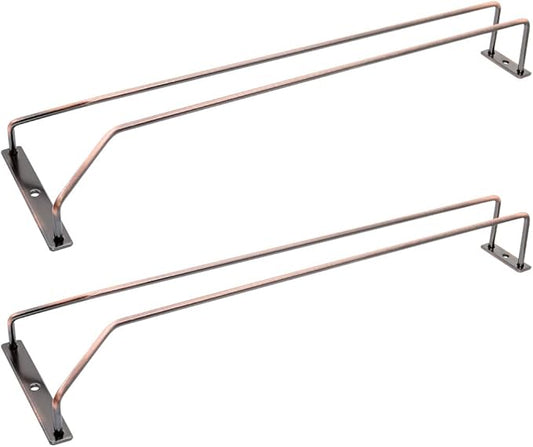 40.5cm Copper Wine Glass Rack, Stemware Rack, Wire Hanging Rack, Under Cabinet Metal Wine Glass Holder (1 Rows, 2 Pack)