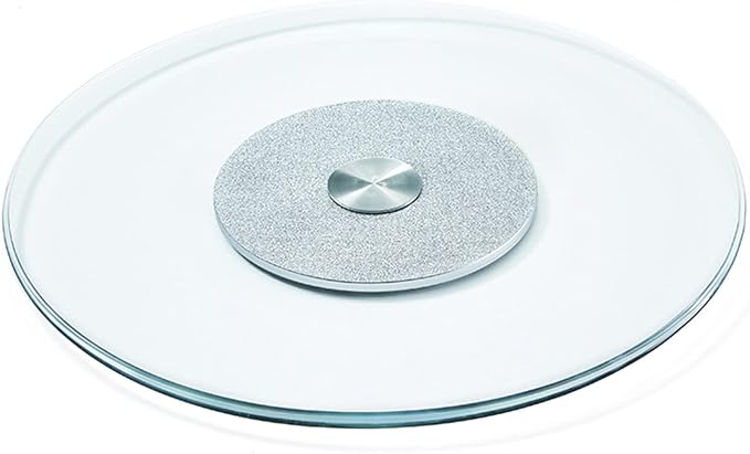 HORV Swivel Turntable Lazy Susan Round Rotating Plate Household TV Swivel Stand Dining Table Tray Spices storage holder Pantry Turntable Organizer Suitable for Countertops Cabinets (Color : Silver,