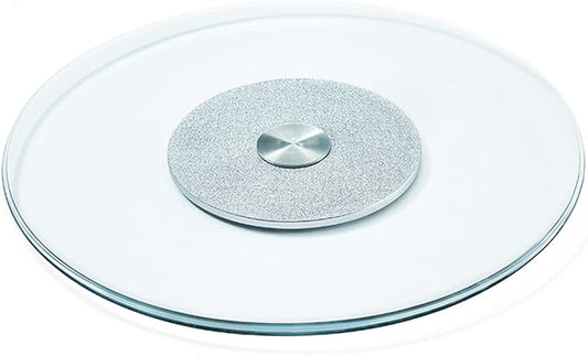 HORV Swivel Turntable Lazy Susan Round Rotating Plate Household TV Swivel Stand Dining Table Tray Spices storage holder Pantry Turntable Organizer Suitable for Countertops Cabinets (Color : Silver,