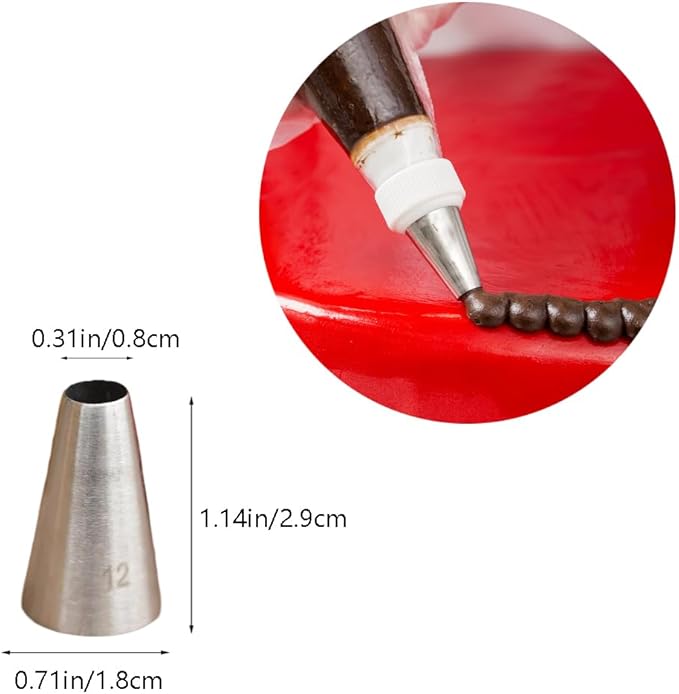 Macaron Piping Tip #12,3 Pcs Plain Decorating Tip for Macarons Filling,Swril,Ball,Dots,Figure Piping