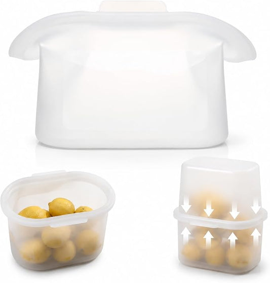 Silicone Food Storage Bags, Reusable, High-Temperature Resistant, Leak-Proof Upright Freezer Bags, Microwave and Dishwasher Safe，white