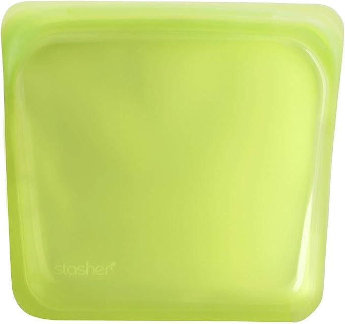 Stasher Silicone Reusable Storage Bag, Sandwich Bag, Reusable Freezer Bags, Microwave, Dishwasher, Oven Safe, Sous Vide, Premium Lunch Container, Eco Friendly, Leak-free Food Storage Bags, 28 oz, Lime
