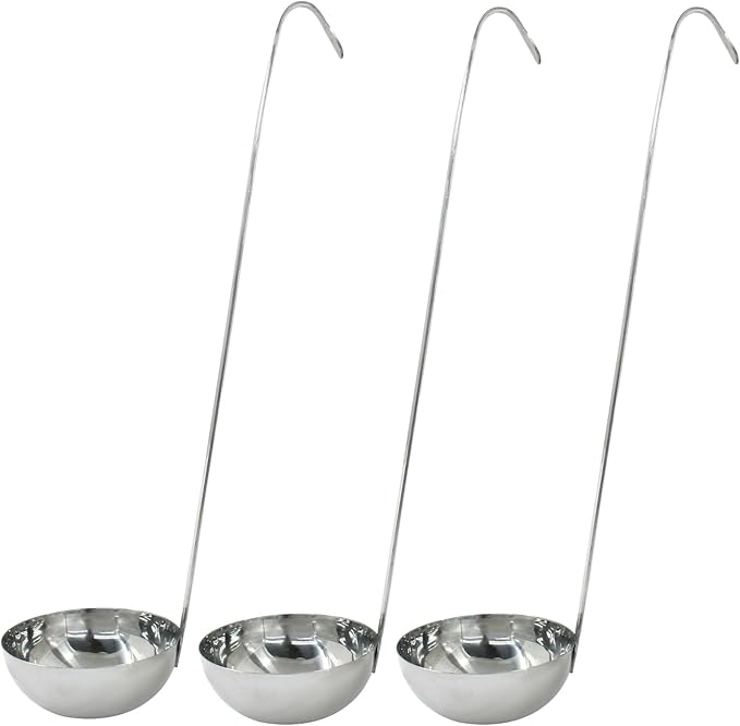 Zorfeter 3 Pcs 4 Oz Soup Ladle Set, Stainless Steel Ladles with Long Handles for Serving, Cooking, Stirring, Portioning Kitchen Restaurant Accessories