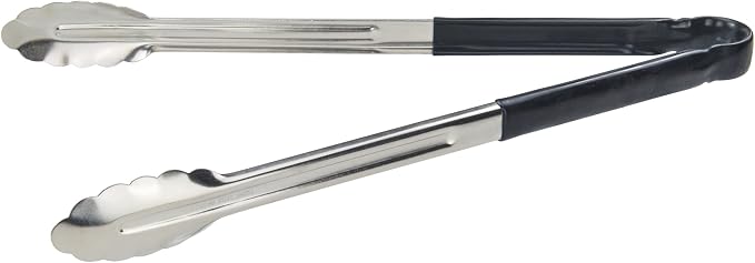 Winco 16" Stainless Steel Serving Tongs with Plastic Handle, Black