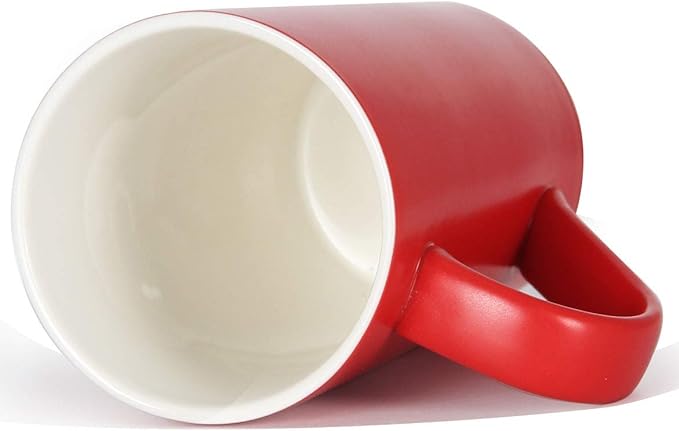 20 oz Large Coffee Mugs, M007 Plain Tall Ceramic Cup with Handle for Dad Men, Set of 2, Christmas Red