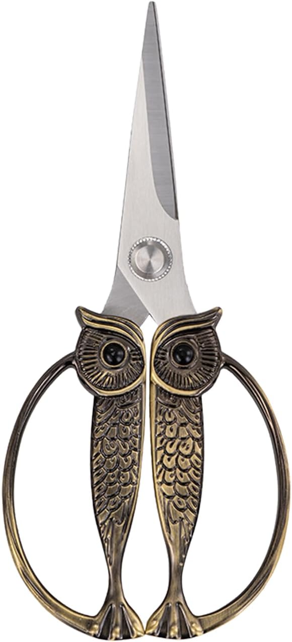 WARMHEART Owl Kitchen Scissors All Purpose, Stainless Steel Heavy Duty Sharp Shears for Meat, Chicken, Fish, Poultry, Herb, Bread (Bronze, Medium)