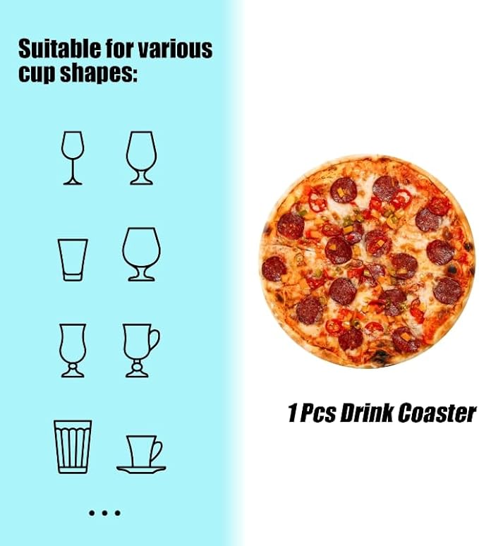 1 Pcs Coffee Cup Coasters for Drinks, Good Pepperoni Pizza Round Absorbent Non-Slip Ceramic Stone Cork Coasters for Kitchen Living Room Office Decoration Bar (4 * 4 Inch)