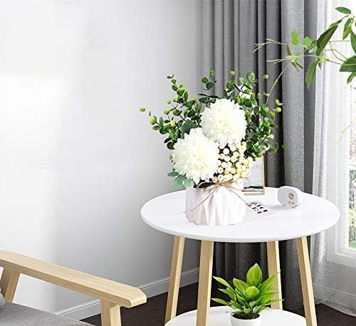LADADA Artificial Flower Hydrangea and Small CeramicVase Fake Plant Eucalyptus Leaf Berry Flower Arrangement for Home Decoration (White)