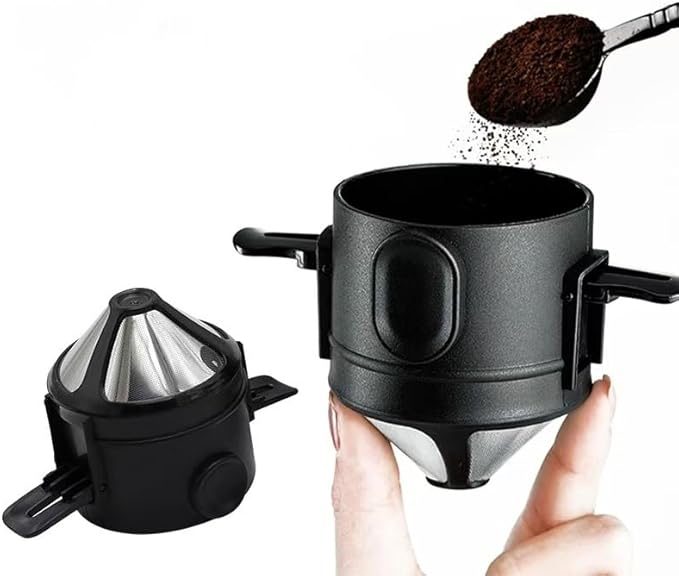 Stainless Steel Pour Over Coffee Dripper | Reusable Filter, Portable, Collapsible