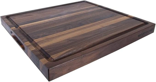 Extra Large XL Cutting Board from American Walnut - Heavy Reversible Butcher Block with Juice Groove for Cutting Meat and Juicy Veggies Easily - Walnut Chopping Board - 24x18x1.5"
