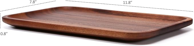 Serving Acacia Wood Valet Tray for Men Women, Catch All Acacia Mens Key Dump Bedside Nightstand Organizer EDC Decorative Wooden Tray for Phone Watch Wallet Keys Jewelry