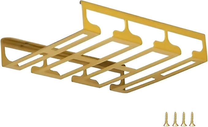 Wine Glass Holder Under Cabinet, Gold Metal Wine Glass Hanger, Hanging Stemware Rack with Screws for Bar Kitchen (Color : A, Size : 12inch/31cm)