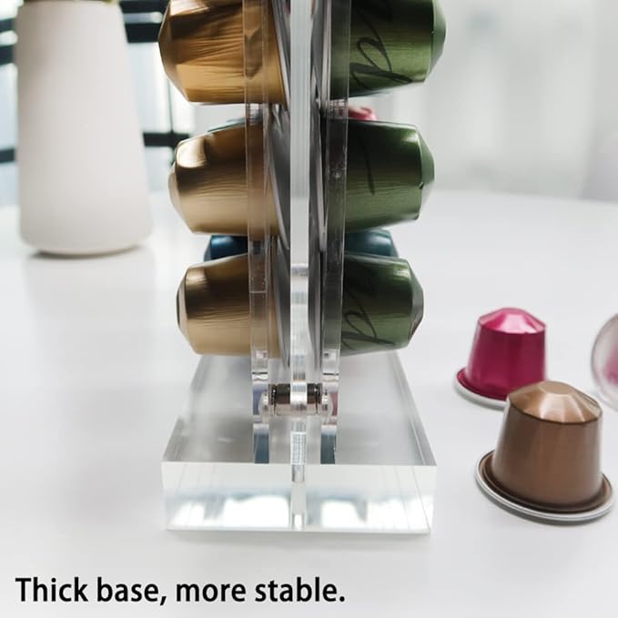 DuvinDD Coffee Pod Holder for Nespresso Original Line Capsule Holder Acrylic Magnetic Coffee Pods Organizer, Freestanding or Magnetic to the Fridge, Hold 40 Capsule Pods Capacity Storage Rack
