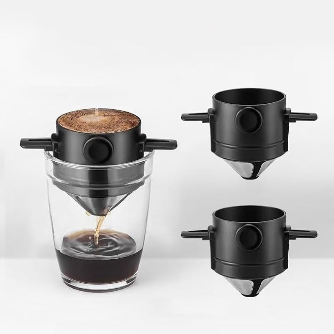 Stainless Steel Pour Over Coffee Dripper | Reusable Filter, Portable, Collapsible