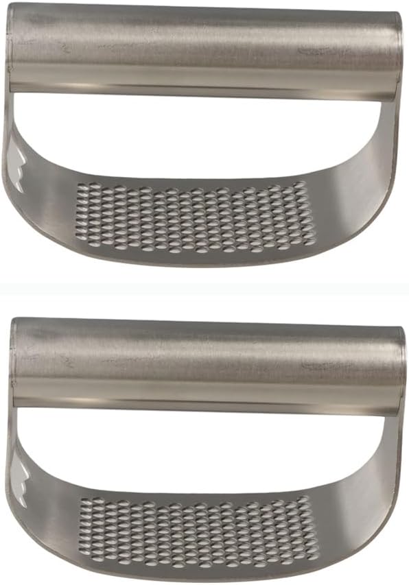 Stainless Steel Garlic Press,2PCS Manual Garlic Chopper,Rocker Garlic Chopper,Handle Garlic Crusher,Built-in Bottle Opener Garlic Mincer